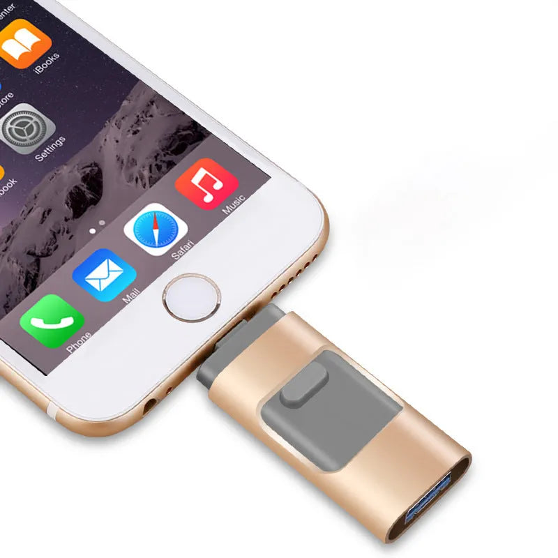 Four-in-one OTG metal U disk for Apple iPhone Android Type-C and computer USB with retractable design