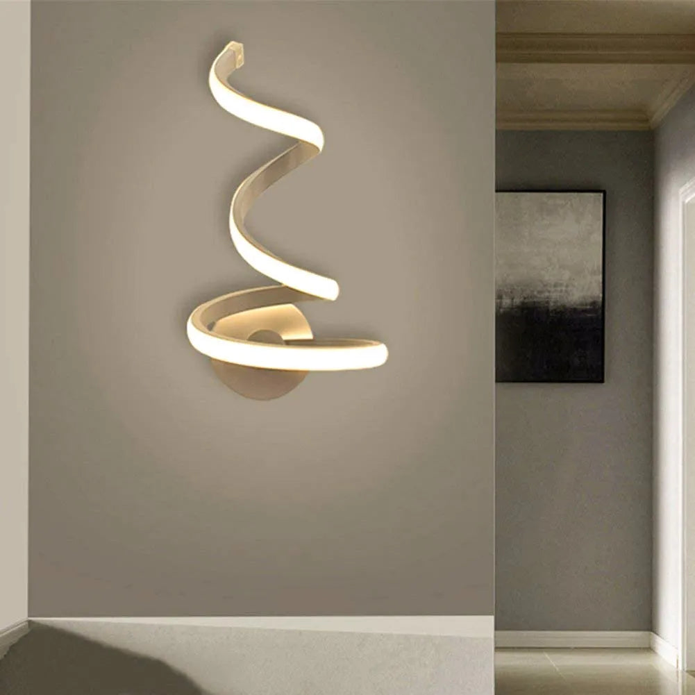 Modern aluminium wall lamp with outer snake design in warm white or white LED light