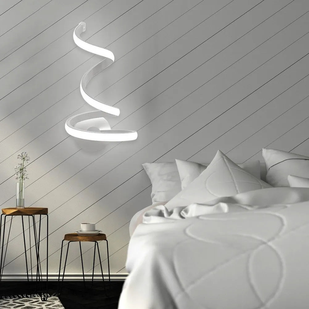 Modern aluminium wall lamp with outer snake design in warm white or white LED light