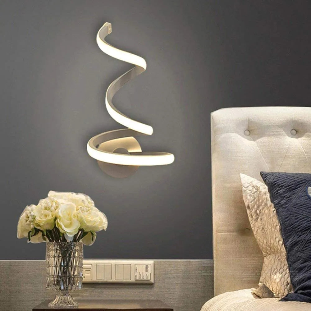 Modern aluminium wall lamp with outer snake design in warm white or white LED light