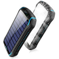 Orange Xionel XN-i26S solar power bank with LED light showing size and ports