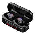 V7 LED button version wireless Bluetooth headset with charging case and three ear cap sizes