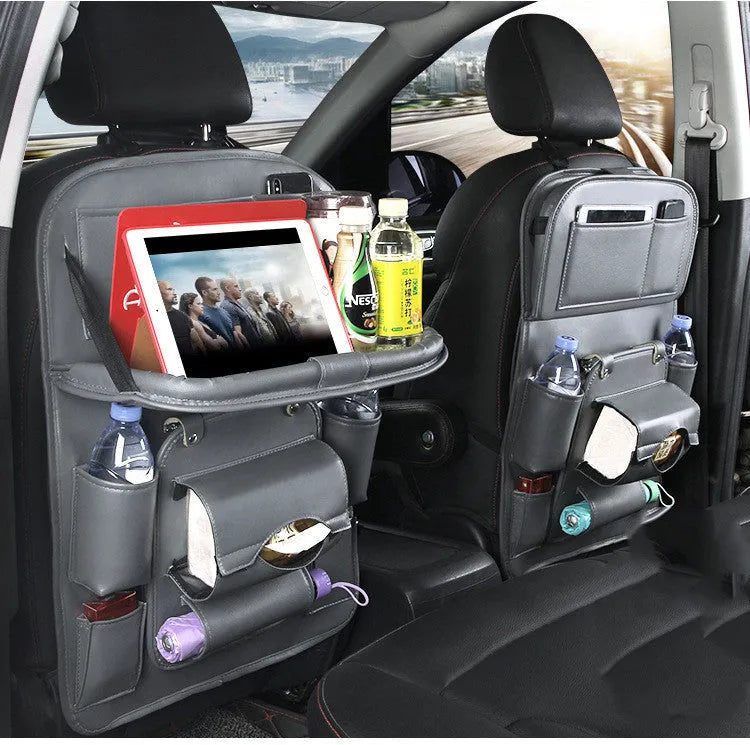 PU leather car seat back hanging storage bag with pockets in multiple colour options