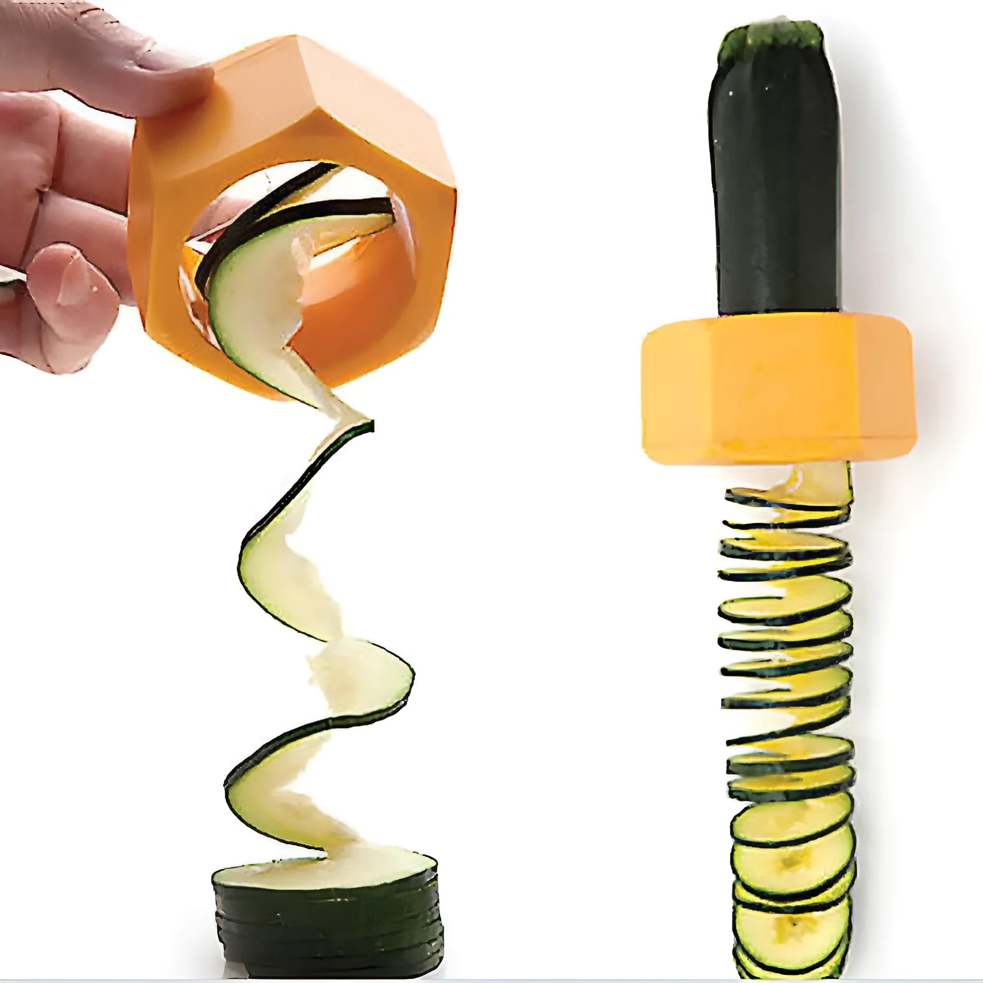Yellow and green ABS plastic spiral vegetable cutter with 8cm diameter for kitchen use