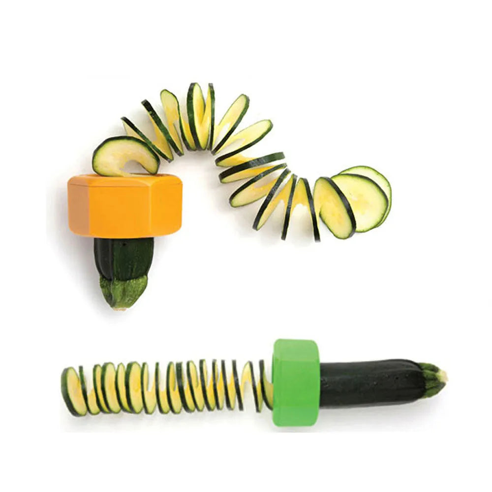 Yellow and green ABS plastic spiral vegetable cutter with 8cm diameter for kitchen use