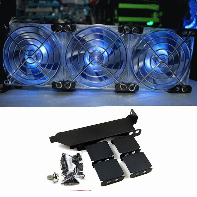 Aluminium graphics card cooling fan bracket for 8cm and 9cm case fans
