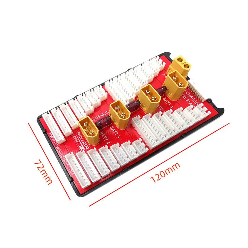 V2 parallel charging board with multiple T-plug and balance port connections for RC batteries