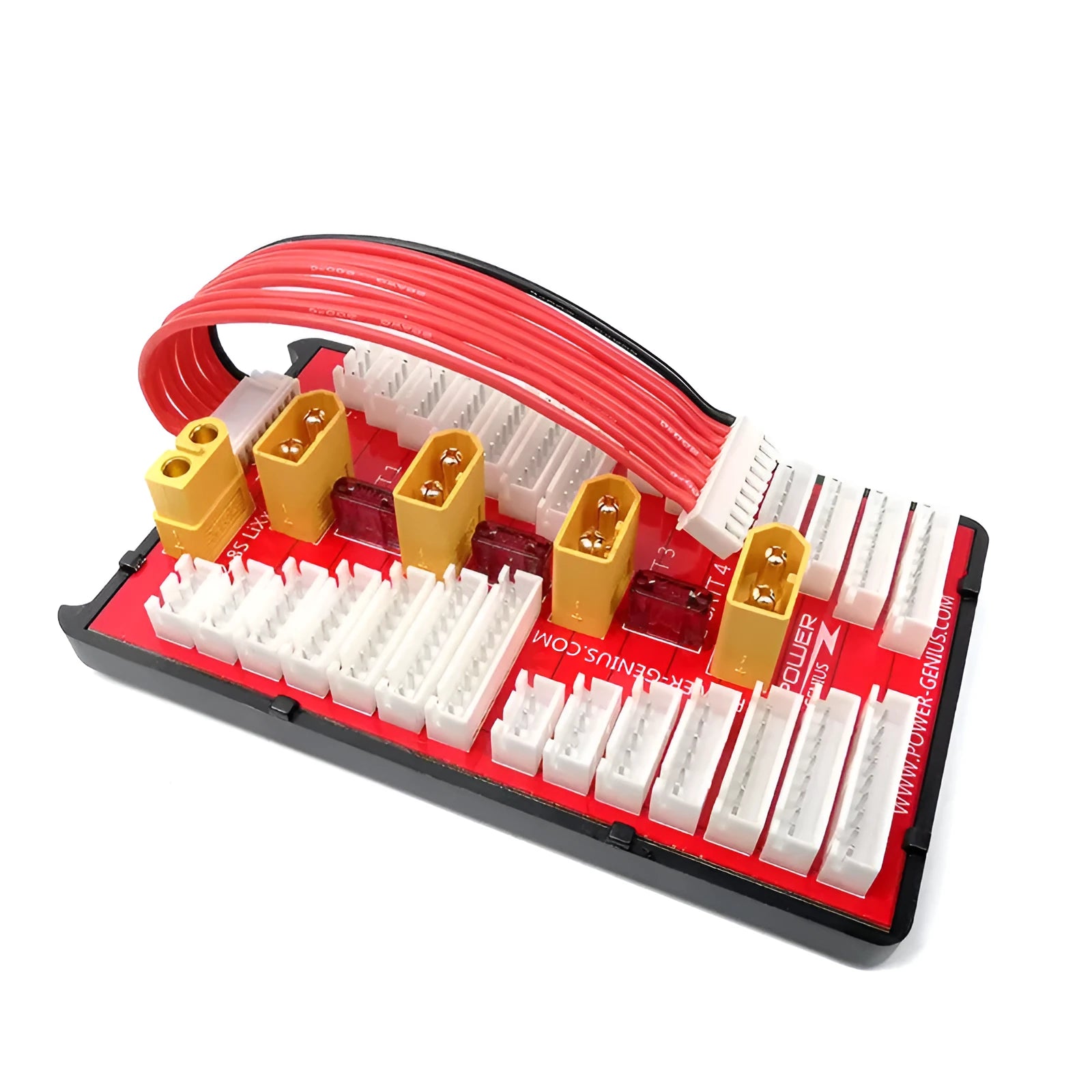 V2 parallel charging board with multiple T-plug and balance port connections for RC batteries