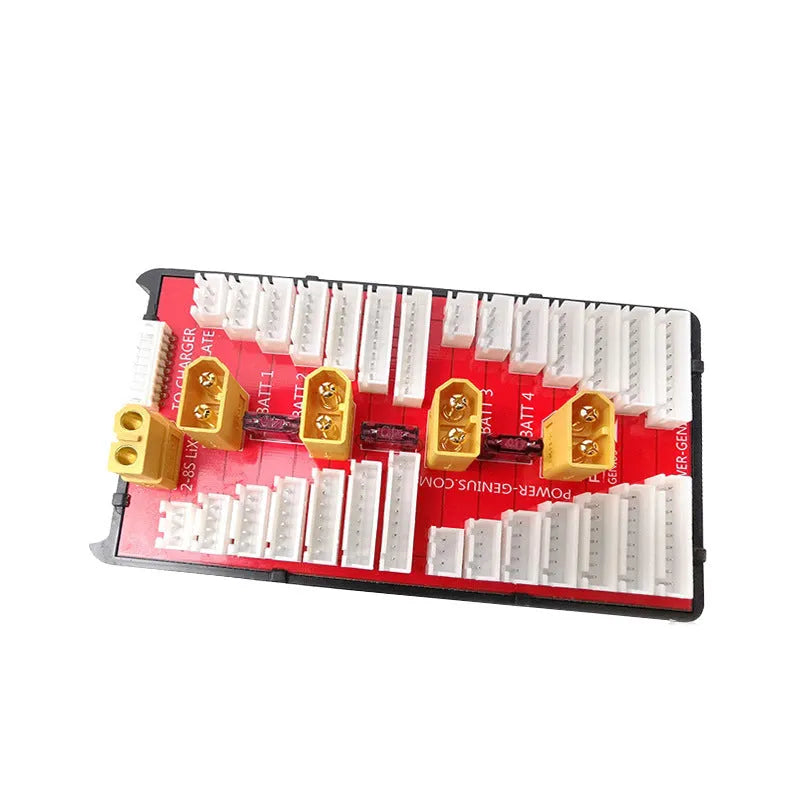 V2 parallel charging board with multiple T-plug and balance port connections for RC batteries