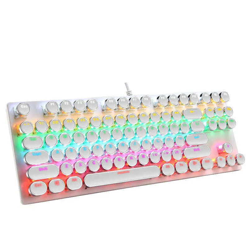 Wired 87-key electroplating punk mechanical blue axis gaming keyboard with luminous backlight, black colour option
