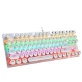 Wired 87-key electroplating punk mechanical blue axis gaming keyboard with luminous backlight, black colour option