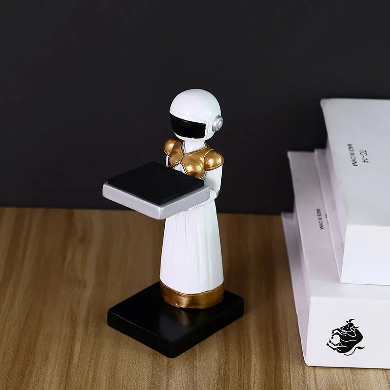 Resin watch stand with decorative design holding one watch on a tabletop