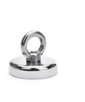 D25mm round ring fishing salvage magnet with nickel plating and suction cup for underwater retrieval