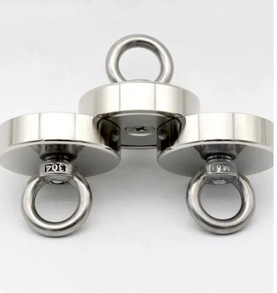 D25mm round ring fishing salvage magnet with nickel plating and suction cup for underwater retrieval