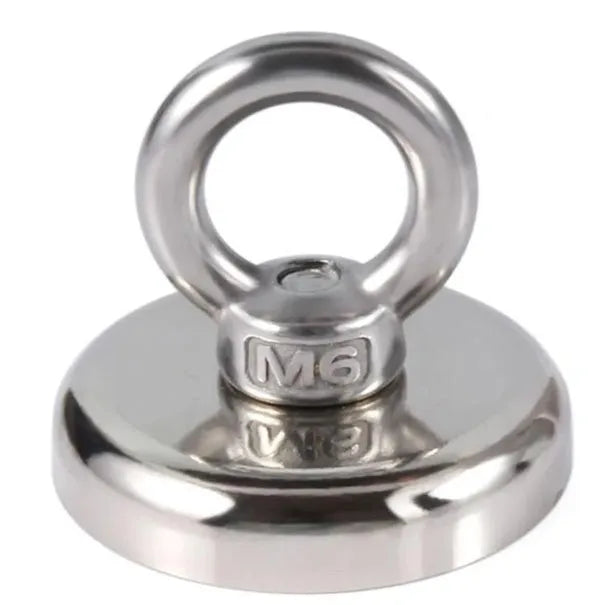 D25mm round ring fishing salvage magnet with nickel plating and suction cup for underwater retrieval