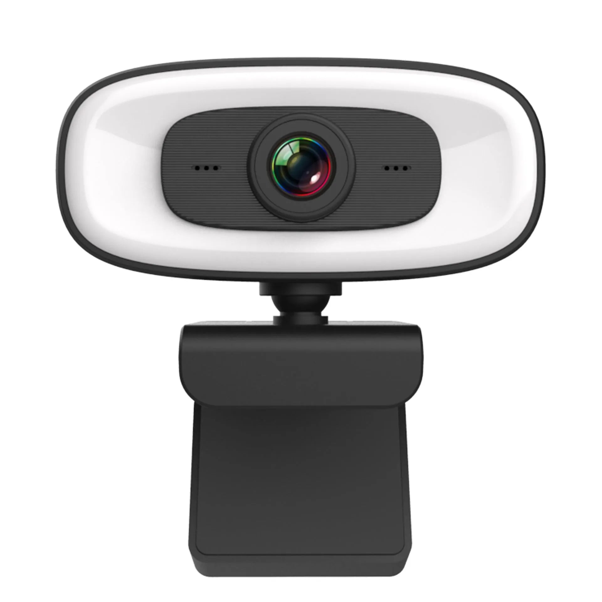 Black USB webcam with 2K resolution and 4 megapixel CMOS sensor for desktop video