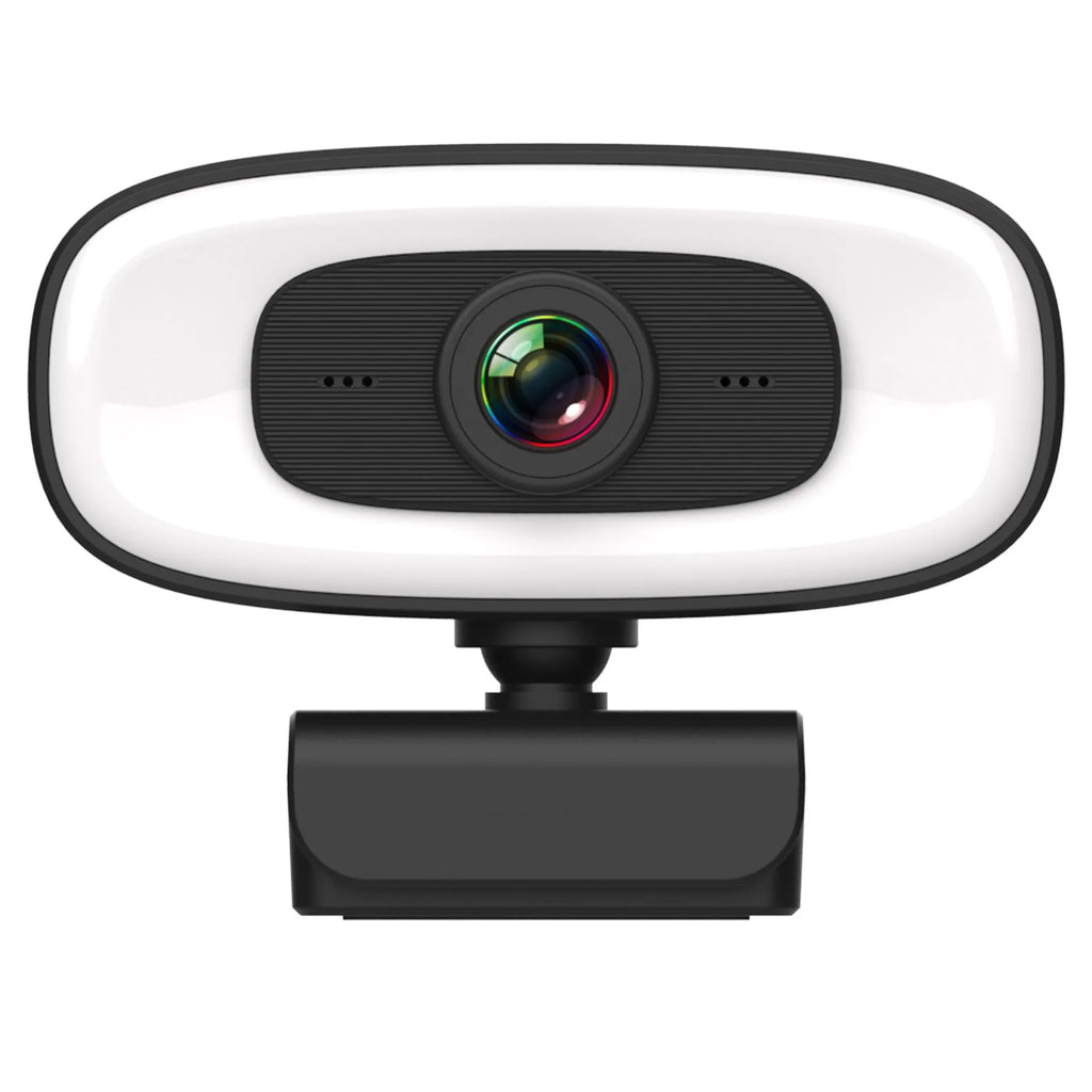 Black USB webcam with 2K resolution and 4 megapixel CMOS sensor for desktop video