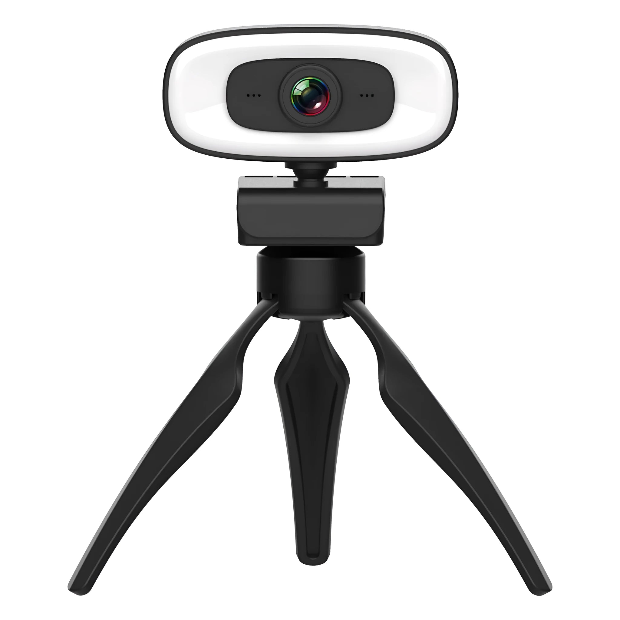 Black USB webcam with 2K resolution and 4 megapixel CMOS sensor for desktop video