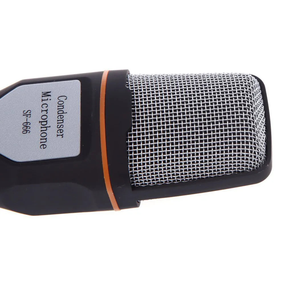 Black wired PC microphone with a metal clip on a 1.85 metre cable.