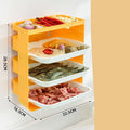 Wall-mounted plastic side dish rack with frosted finish, available in blue, grey, or yellow, 3 or 6 tiers.