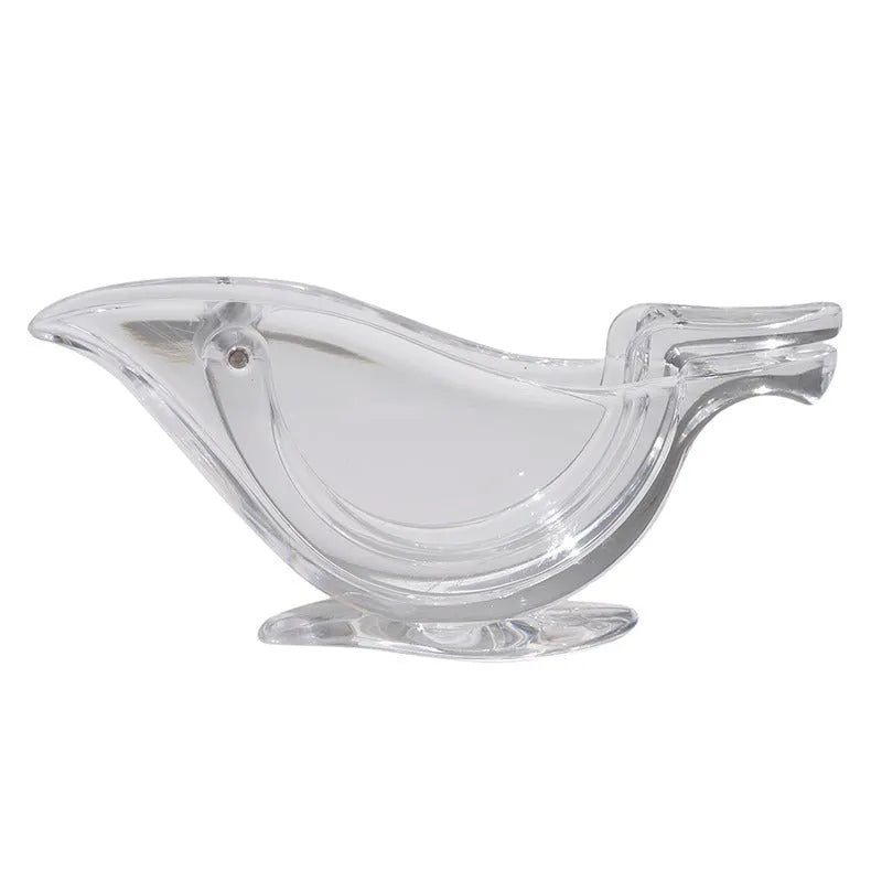 Transparent acrylic bird-shaped manual lemon juicer for fresh juice extraction