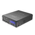 Black notebook power bank AP-SS-002 with 41600mAh capacity and UK plug on a white background