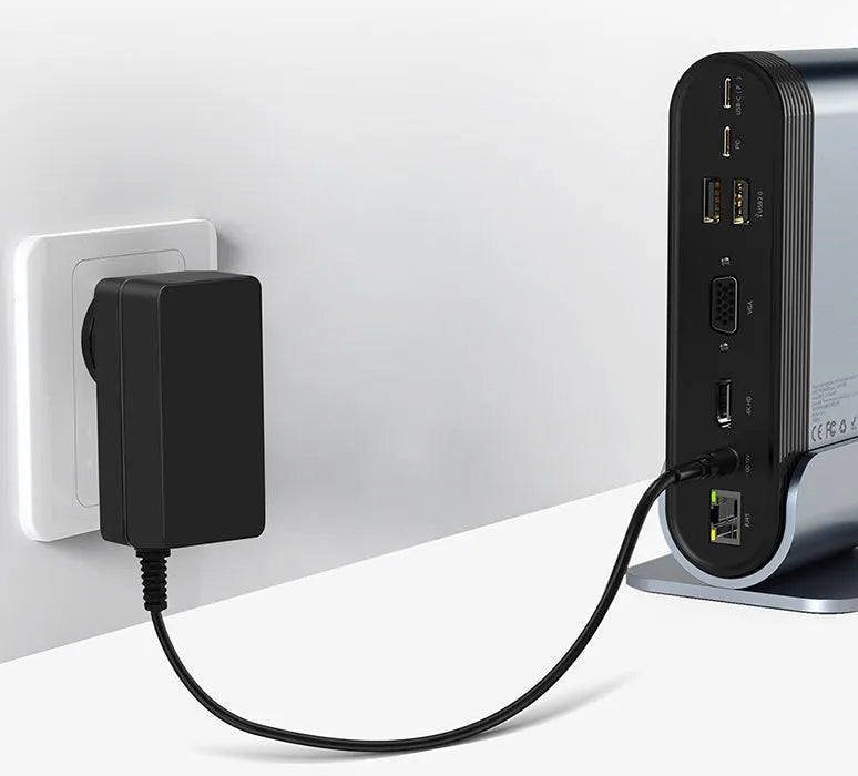 Deep space grey 16-in-1 workstation docking station with Type-C hub and multiple interface ports