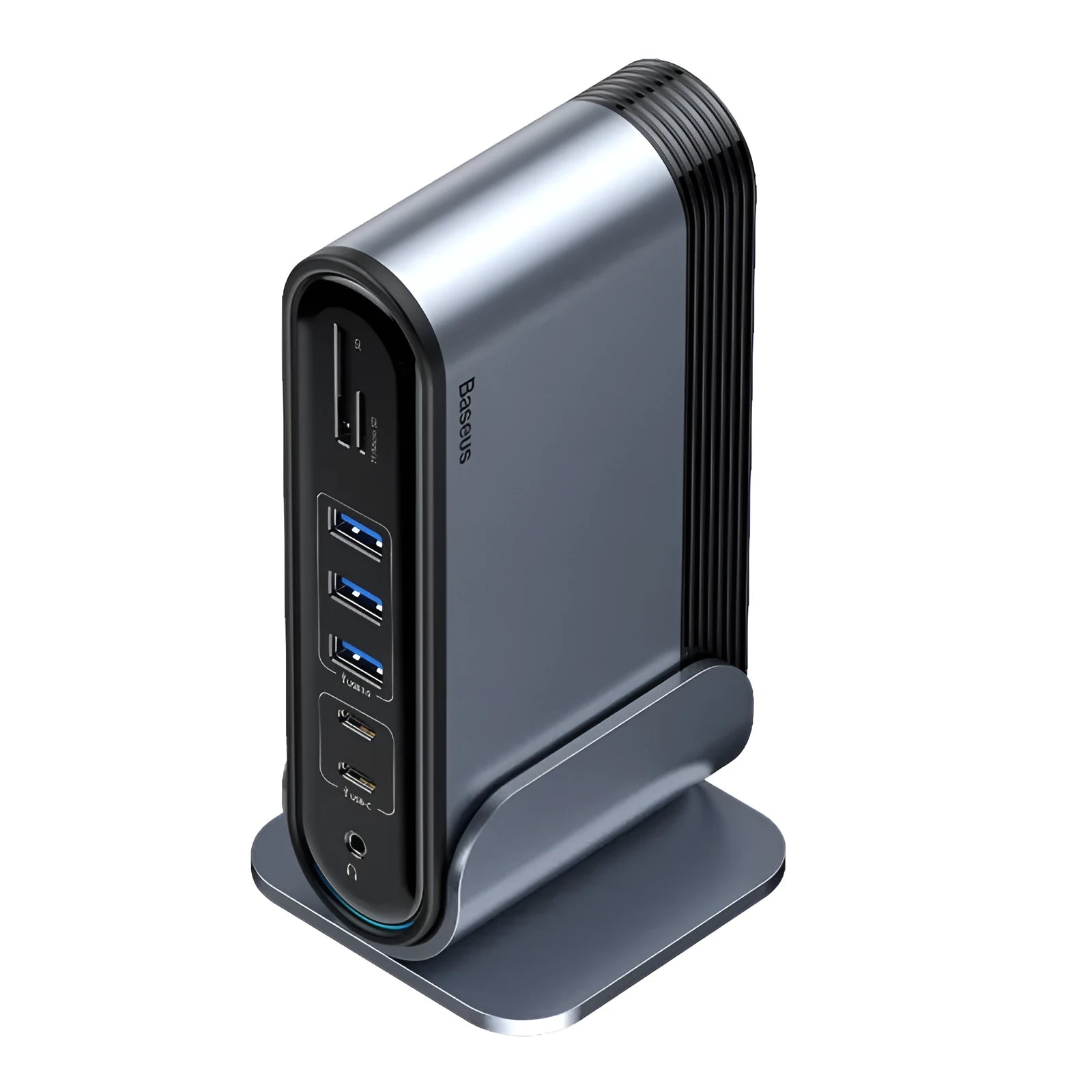 Deep space grey 16-in-1 workstation docking station with Type-C hub and multiple interface ports