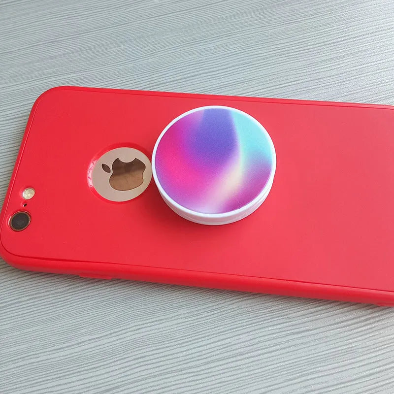 Folding mobile phone stand with thermal transfer aluminium sheet design in multiple colour options