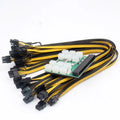 Server power conversion board with 12 extended 50 cm cables connecting 8-pin to 6-pin graphics card adapters