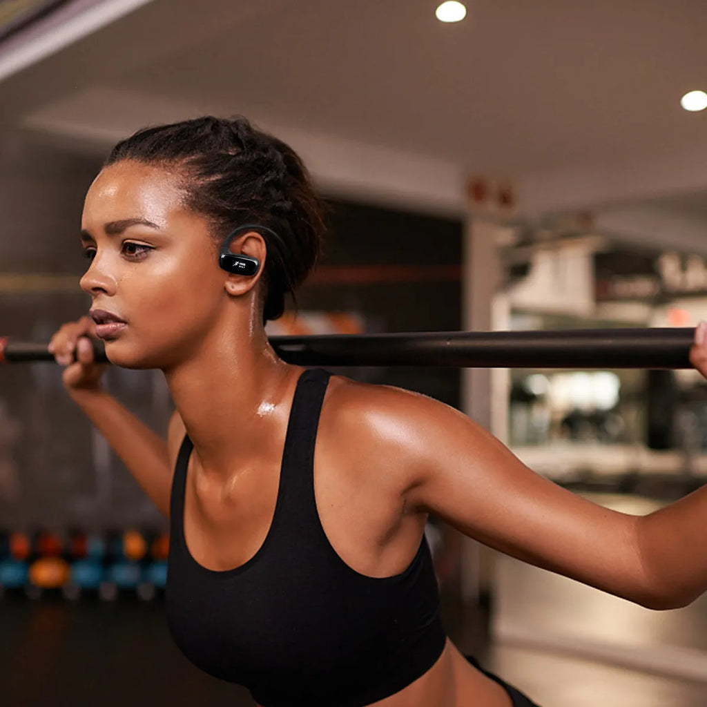 Wireless Bluetooth headset, hanging ear bilateral stereo, Bluetooth 4.1, 10 metre range, battery display, four colours