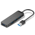 CHM black USB 2.0 hub cable with four USB ports and micro USB power input, 0.5m