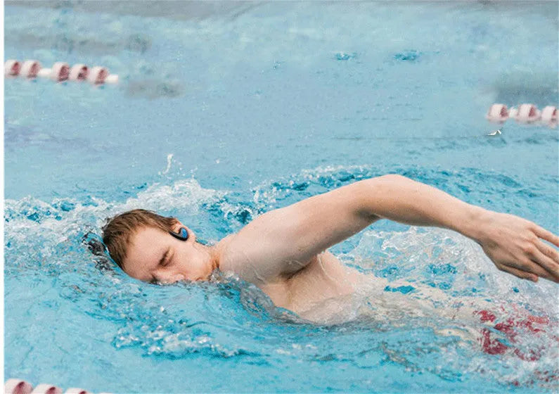 Suomijia waterproof Bluetooth swimming headset with head-mounted design in black colour