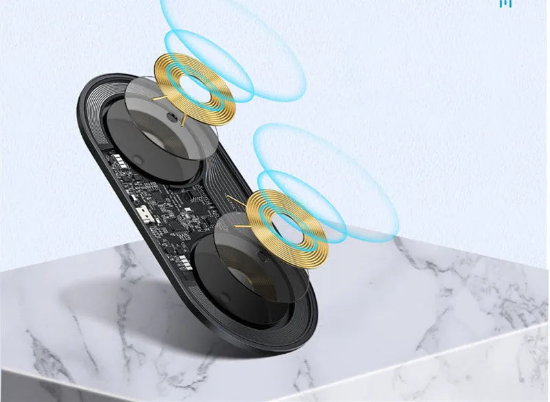 Baseus Minimalist Two-in-One Wireless Charger Pro Version in Black, White, and Transparent colours