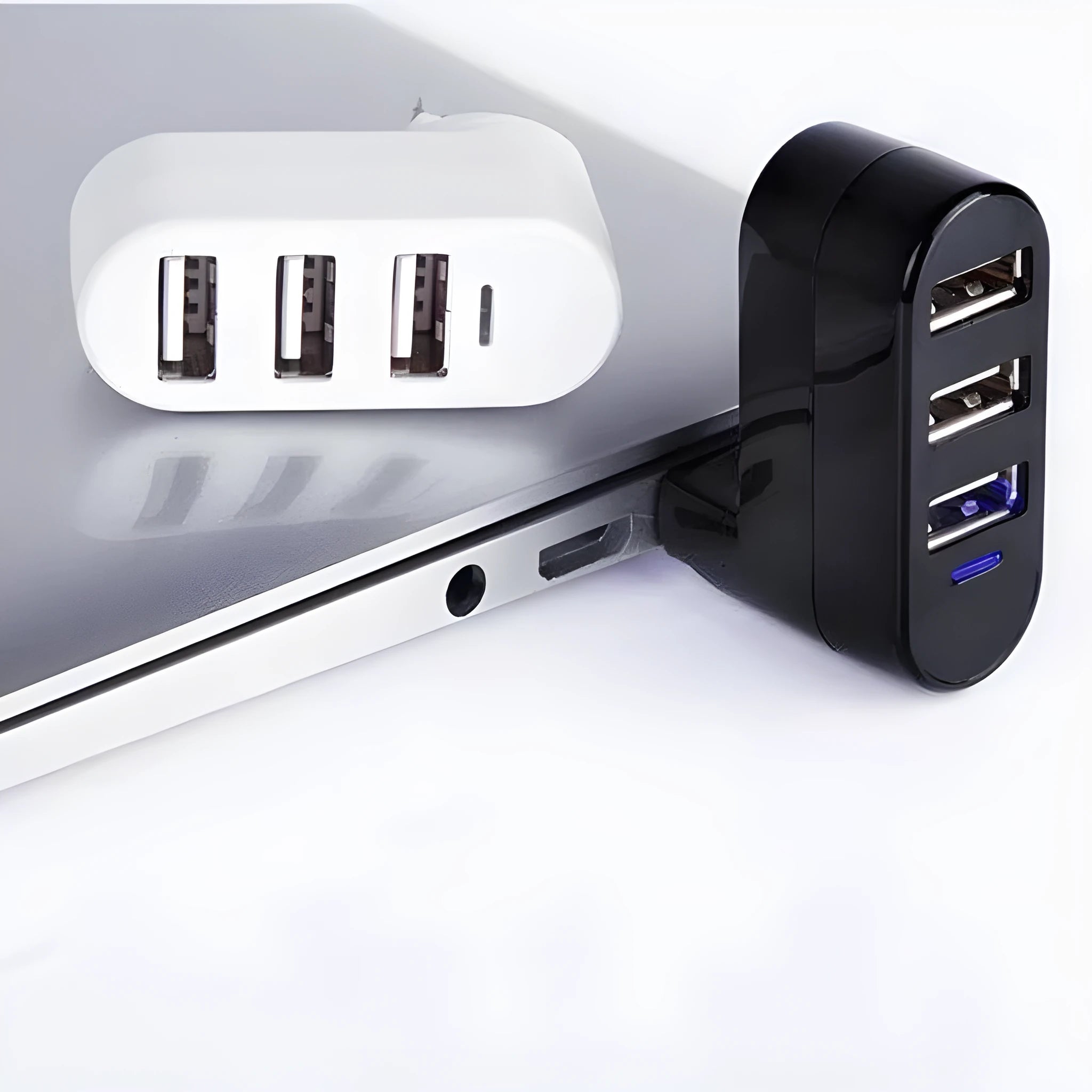 USB 2.0 splitter hub with multiple ports in black and white colour options