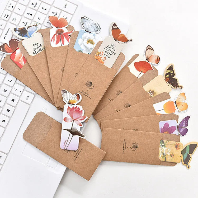 Butterfly paper bookmark with Japanese Korean stationery design measuring 13.5 by 5.5 cm