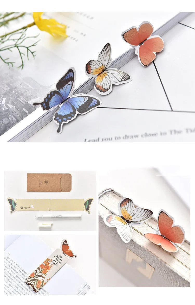Butterfly paper bookmark with Japanese Korean stationery design measuring 13.5 by 5.5 cm
