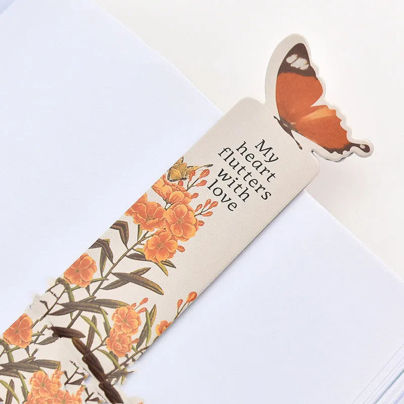 Butterfly paper bookmark with Japanese Korean stationery design measuring 13.5 by 5.5 cm