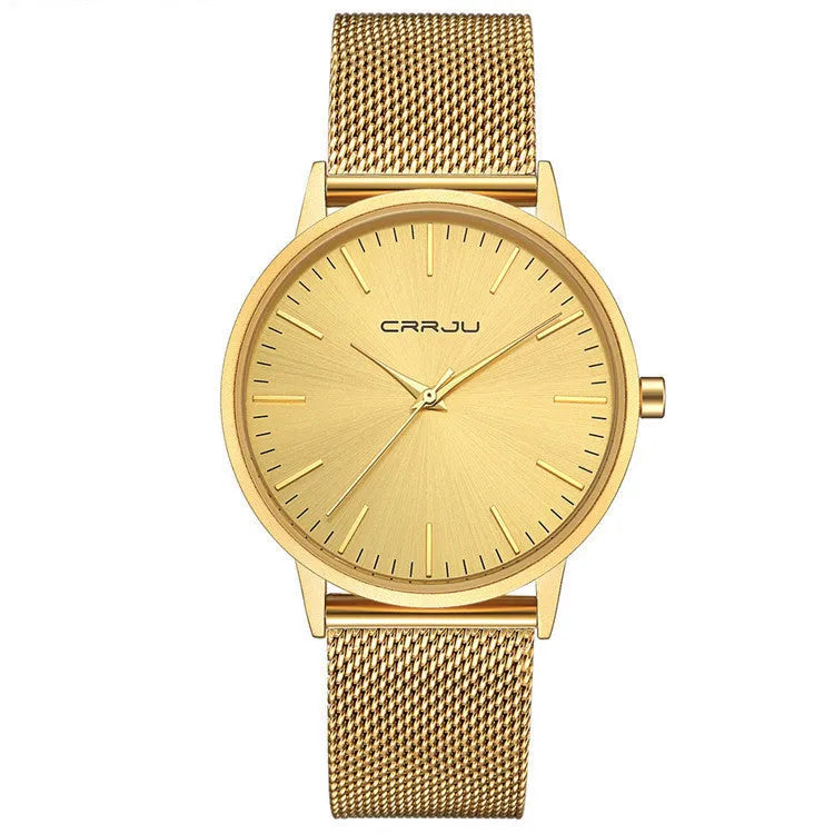 Casual quartz watch with alloy case and plexiglass mirror showing multiple strap options