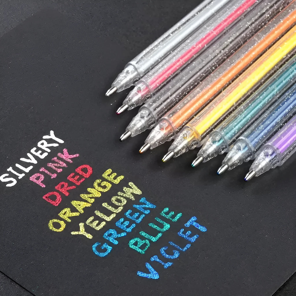 Eight colour-changing fluorescent pens, plastic 1.0mm, 15.5cm by 0.8cm, assorted colourful set for card making
