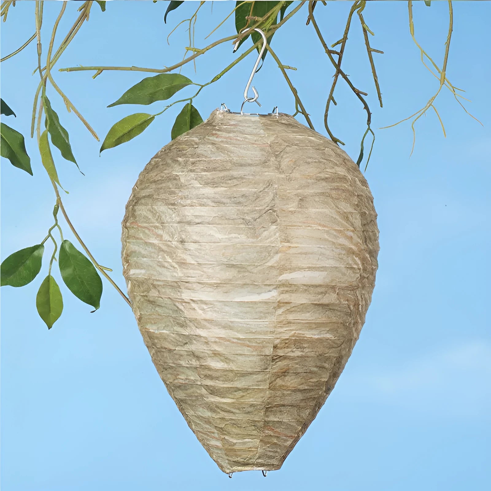 White beehive-shaped paper lantern measuring 22cm by 28cm for decorative lighting.