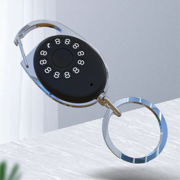 Black Bluetooth anti-lost tracker with keychain loop for Apple iPhone compatibility