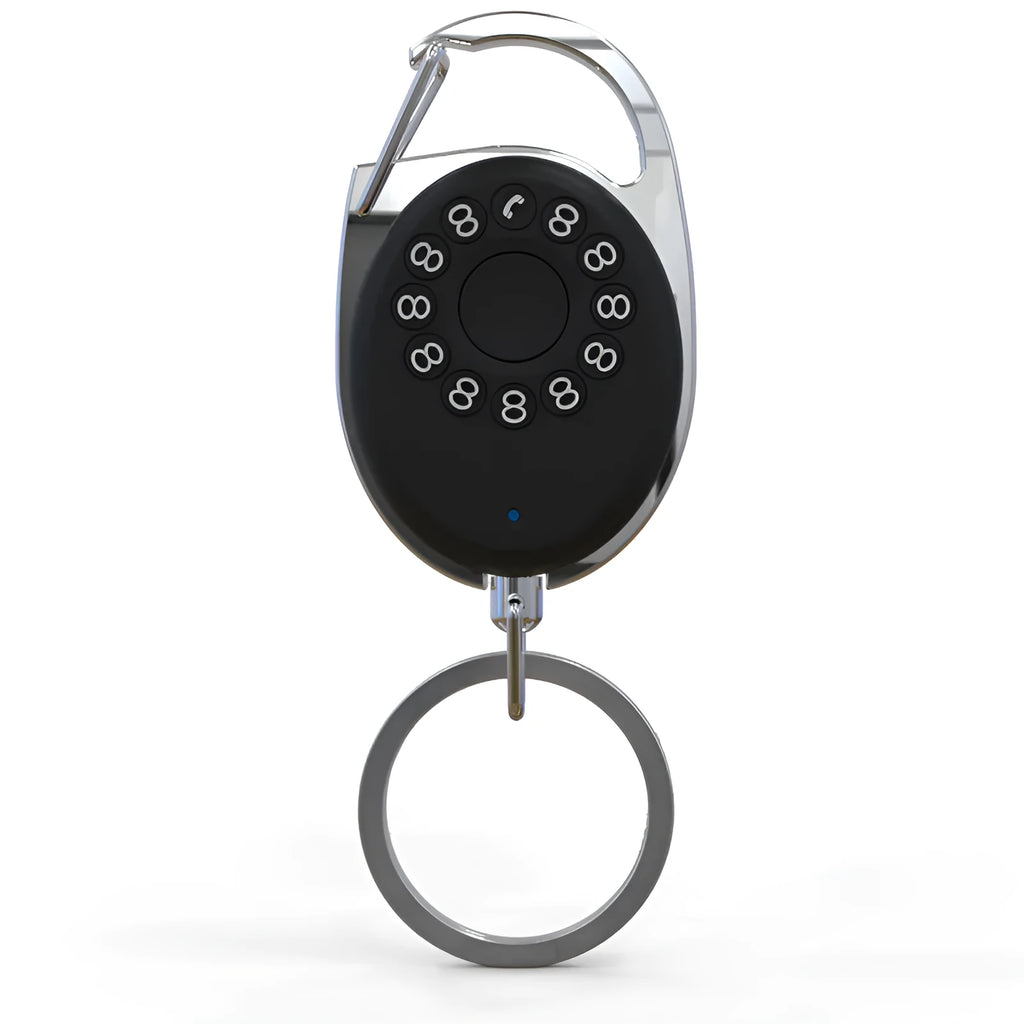 Black Bluetooth anti-lost tracker with keychain loop for Apple iPhone compatibility