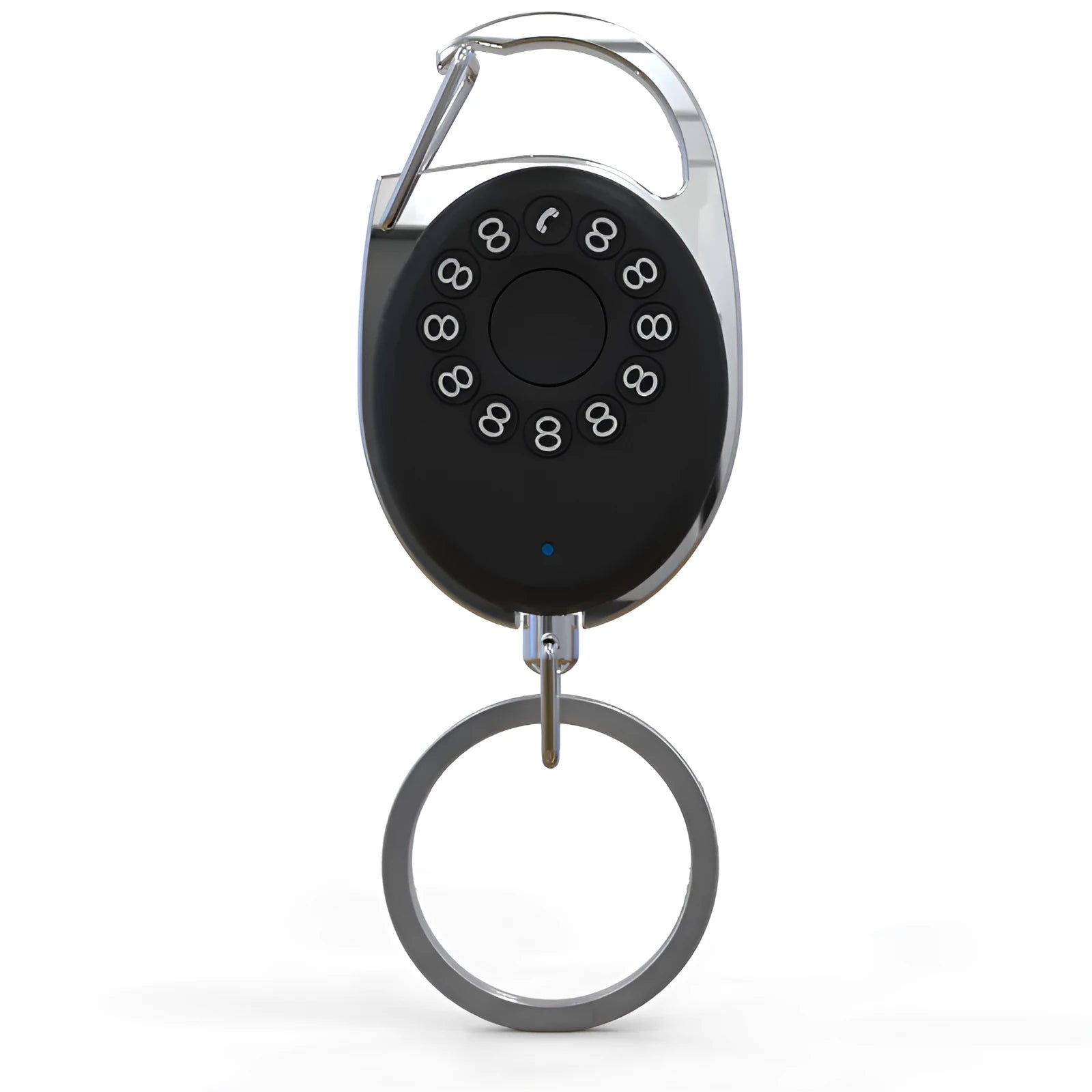 Black Bluetooth anti-lost tracker with keychain loop for Apple iPhone compatibility