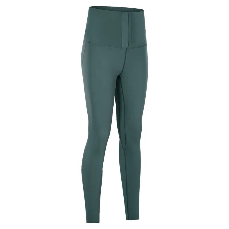 Women's high waist yoga pants in black, tight elastic fit, nine-length, moisture wicking for running fitness cycling