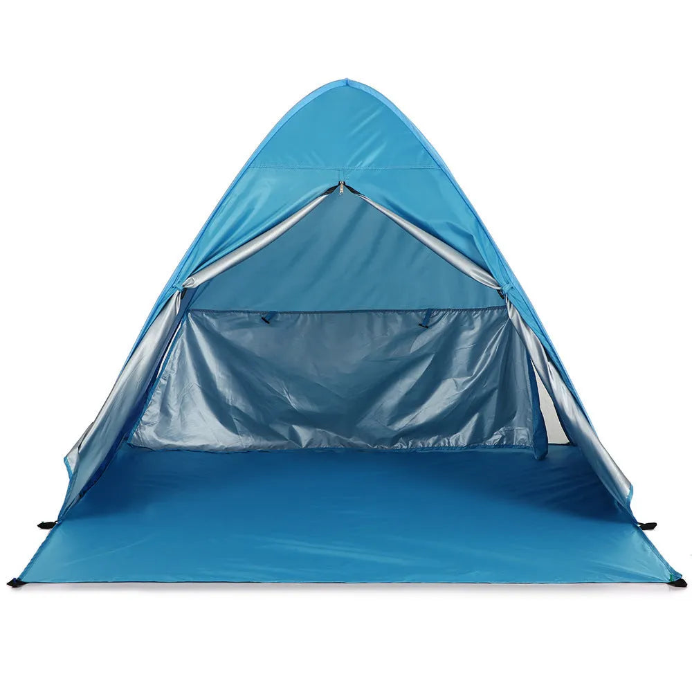 Blue automatic construction-free camping tent with UPF 50+ shading, 165x150x110cm, lightweight pop-up design with handbag