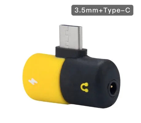 Blue 2-in-1 charging and audio adapter for Huawei and Honor phones with 3.5mm jack