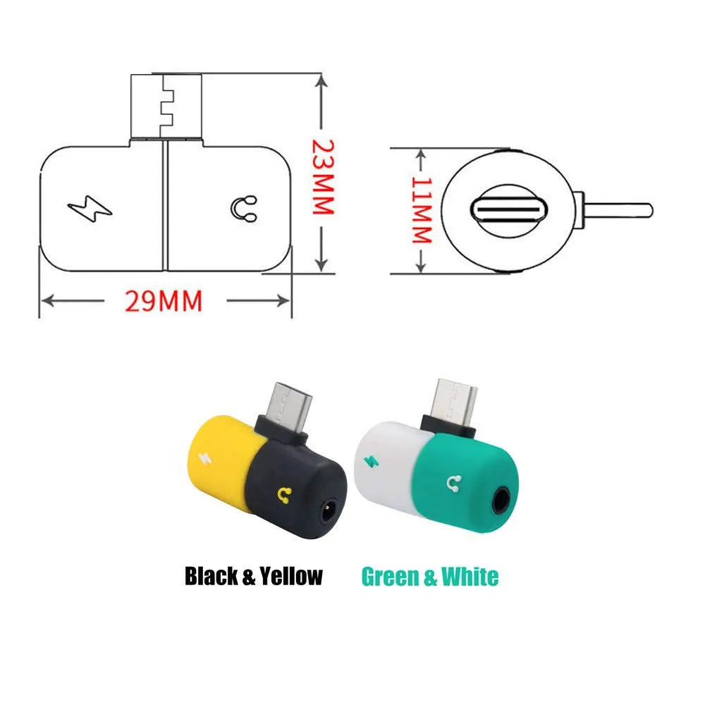 Blue 2-in-1 charging and audio adapter for Huawei and Honor phones with 3.5mm jack