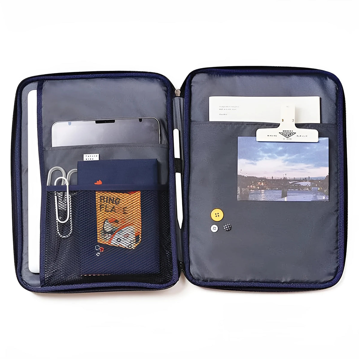 Korean embroidery toast liner bag for iPad tablet notebook 11 inch 13 inch royal blue