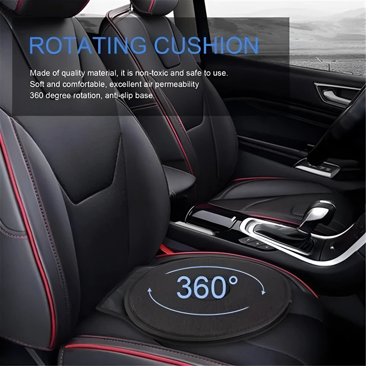 360 degree rotation seat cushion, 40cm round swivel mobility aid with non-slip backing in red, black, grey, wine red, coffee or beige